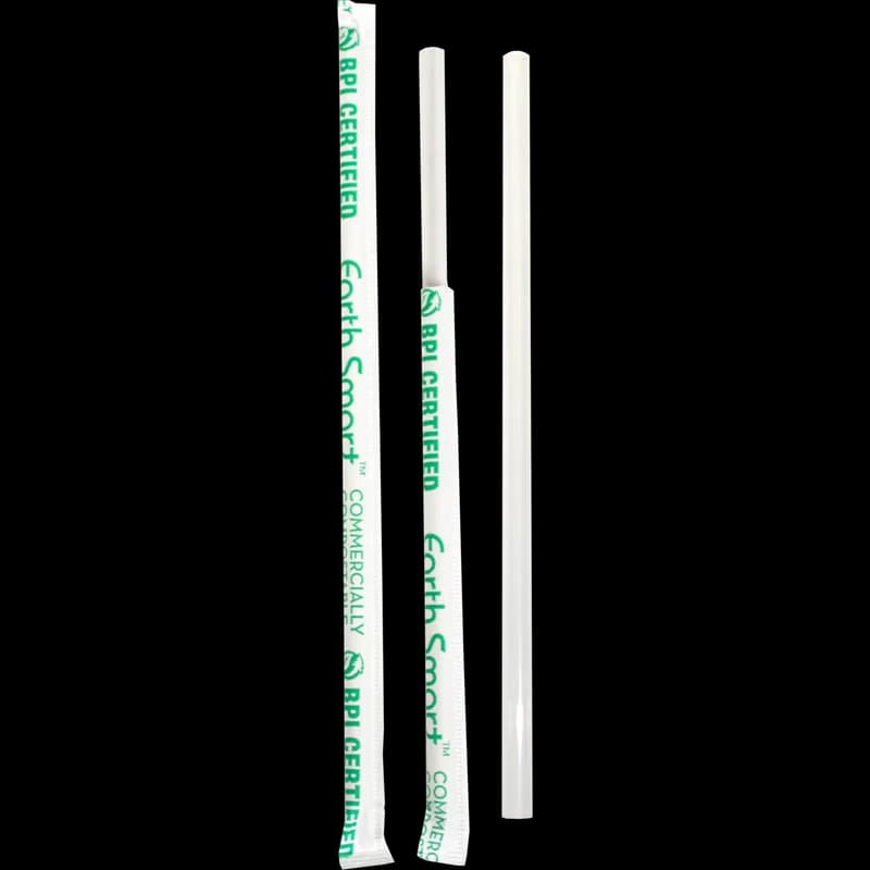 Earth Smart Giant Straw 0.275X8.5 IN Cellulose Acetate Clear Wrapped 1200/Case