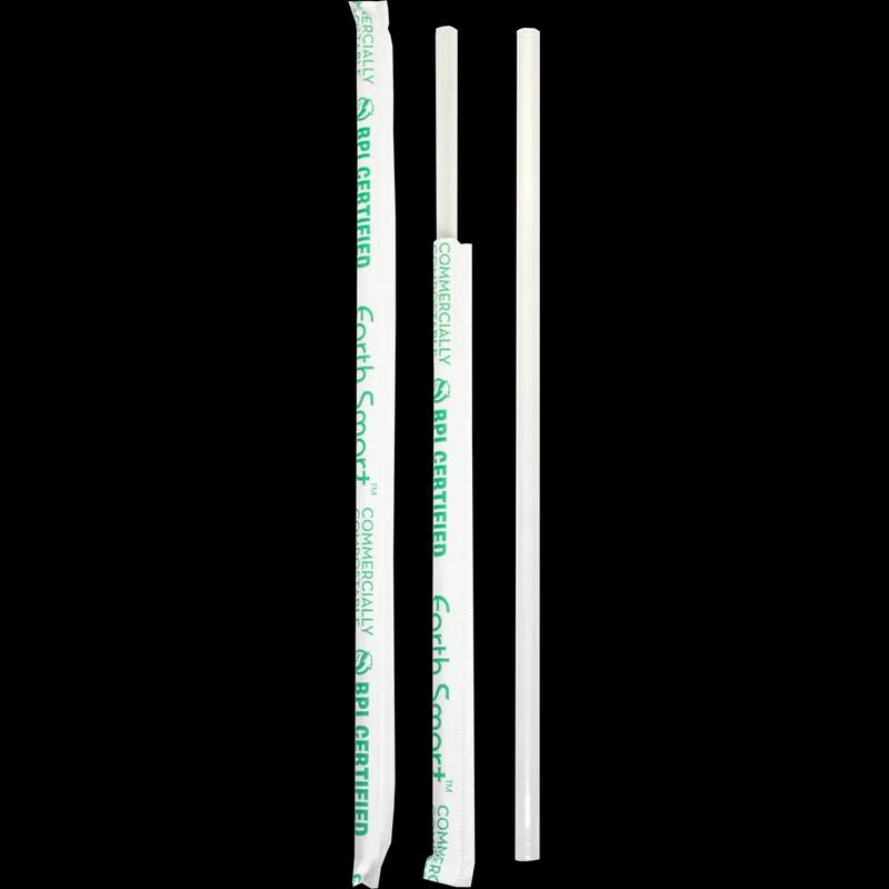 Earth Smart Giant Straw 0.275X10.25 IN Cellulose Acetate Clear Wrapped 1200/Case