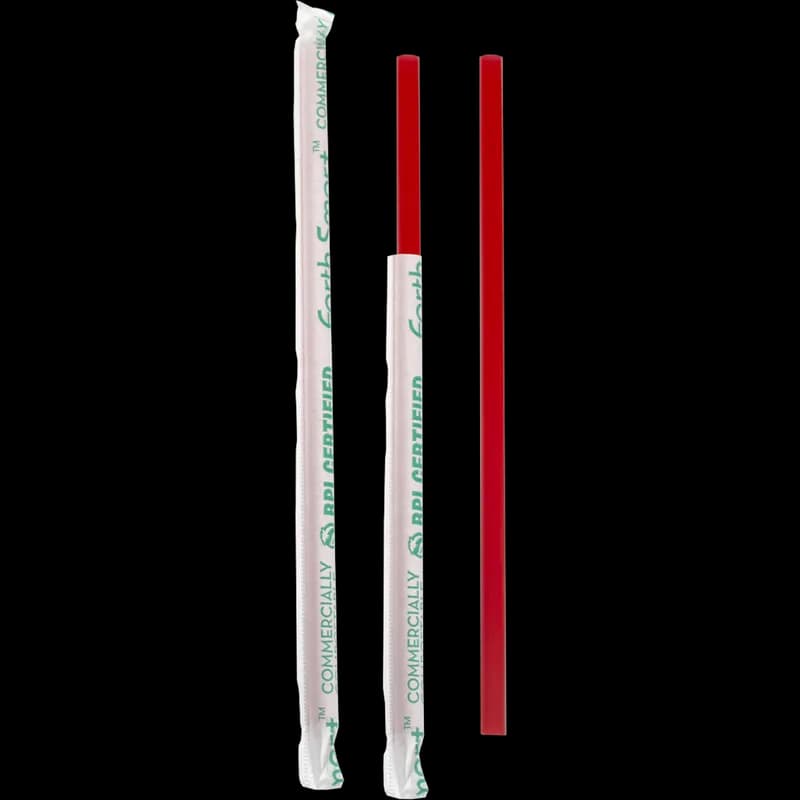 Earth Smart Giant Straw 0.275X8.5 IN Cellulose Acetate Ruby Wrapped 1200/Case