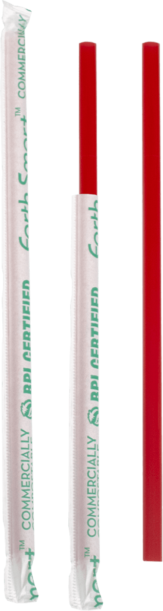 Earth Smart Giant Straw 0.275X8.5 IN Cellulose Acetate Ruby Wrapped 1200/Case