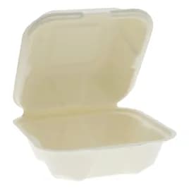 Take-Out Container Hinged 6.8X6.5X3.3 IN Fiber Blend Natural 450/Case