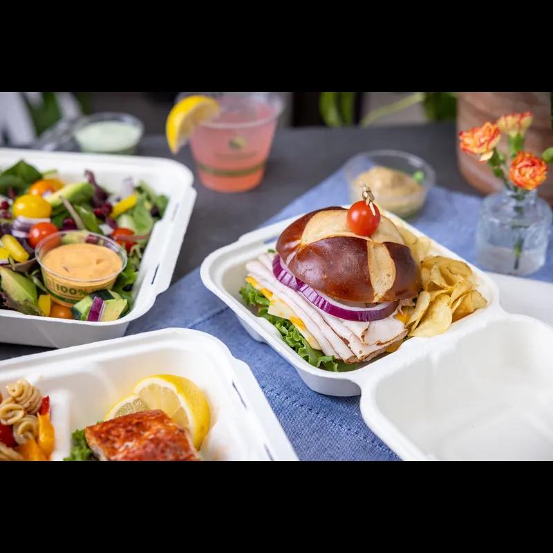 Take-Out Container Hinged 6.8X6.5X3.3 IN Fiber Blend Natural 450/Case