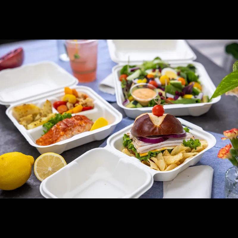 Take-Out Container Hinged 6.8X6.5X3.3 IN Fiber Blend Natural 450/Case