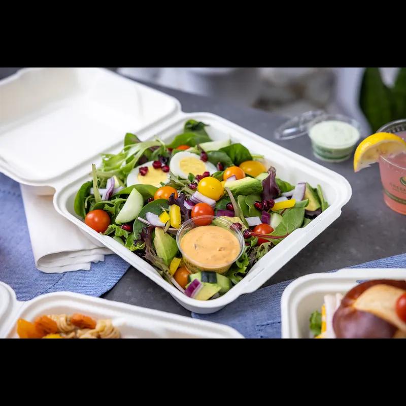 Take-Out Container Hinged 9.3X9.1X3.3 IN Fiber Blend Natural 200/Case
