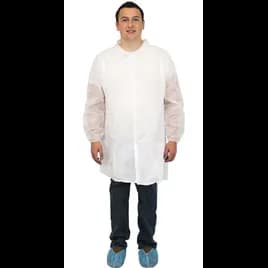PolyLite® Lab Coat Large (LG) White PP Snap Front No Pockets Elastic Wrists Long Sleeve 30/Case
