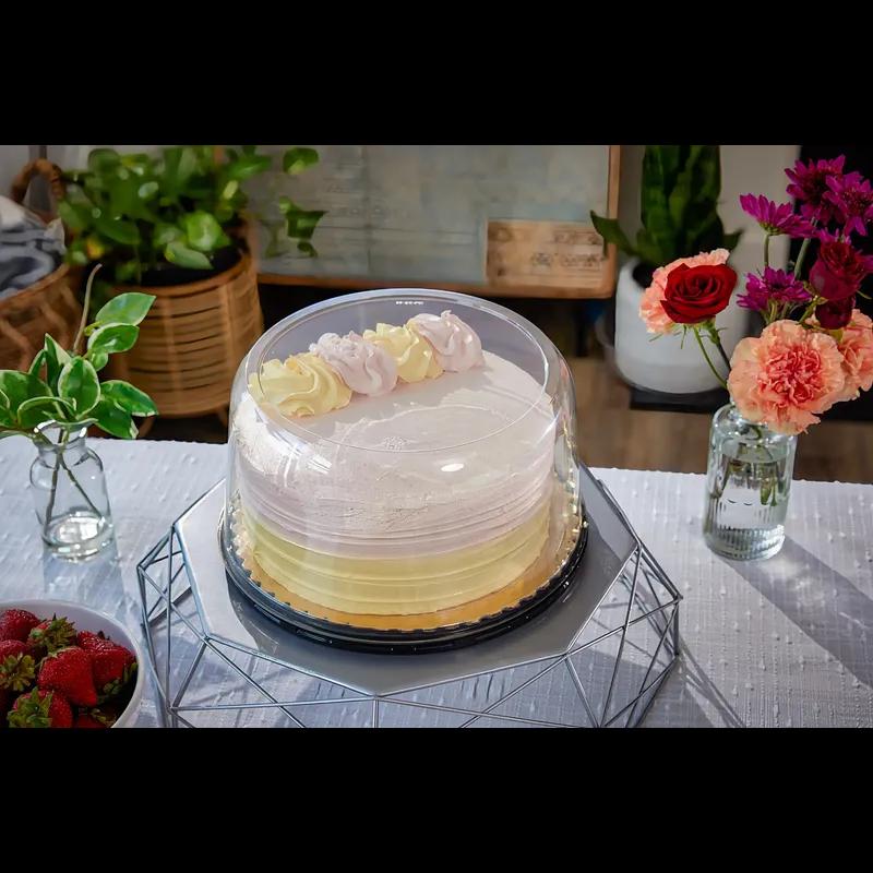 Lid High Dome 9.75X5 IN 1 Compartment PET Clear Round For Cake Bakery Container Smooth Unhinged 100/Case