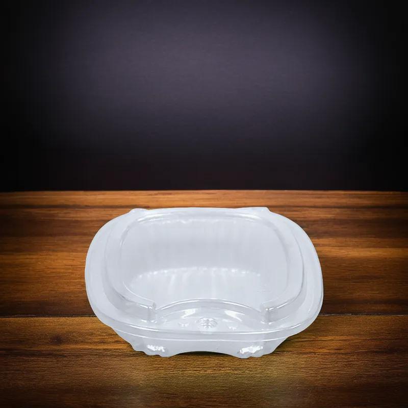 WNA Atrium Take-Out Container Hinged With Flat Lid 8 OZ OPS Clear Square 500/Case