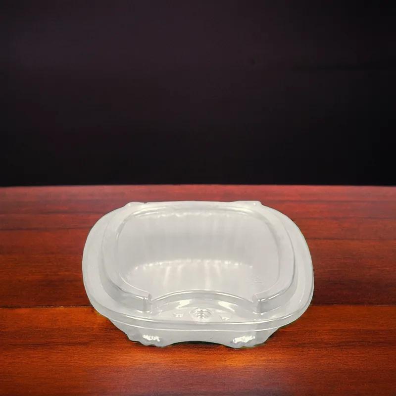 WNA Atrium Take-Out Container Hinged With Flat Lid 8 OZ OPS Clear Square 500/Case