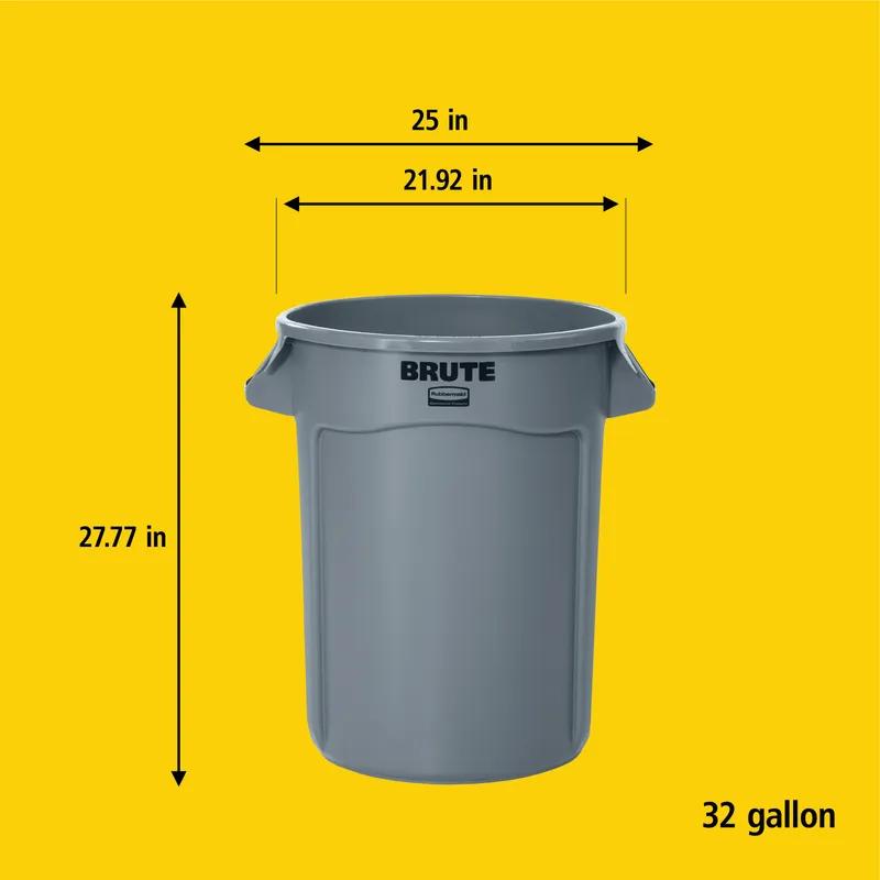 Brute® 1-Stream Trash Can 25.39X22.64X27.87 IN 32 GAL 128 QT Blue Resin Food Safe 1/Each