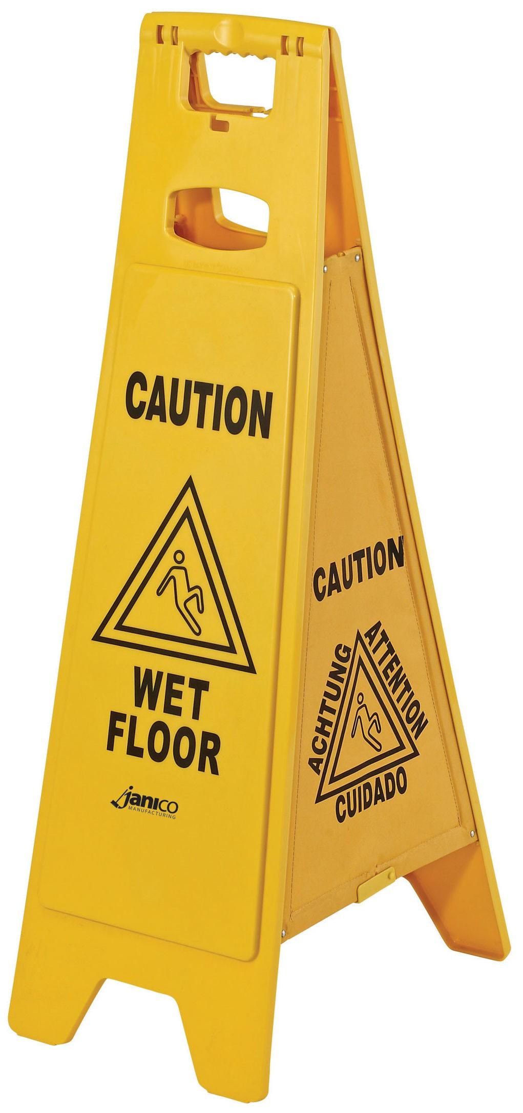 Wet Floor Sign Multilingual Four Sided 1/Each