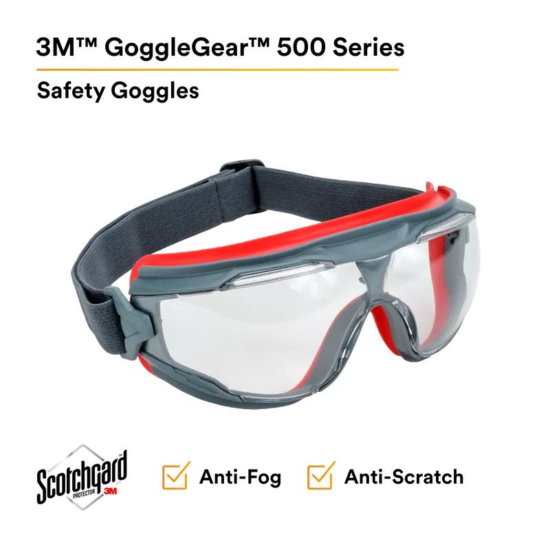 3M™ 500 Series GG501SGAF Goggles Universal Clear Anti-Fog 10/Case