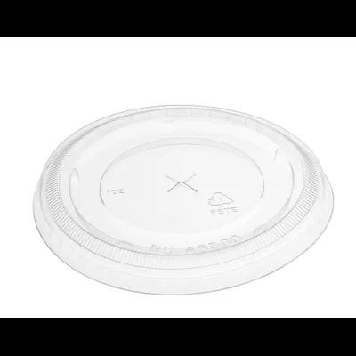 Victoria Bay Lid Flat 107MM 4.21 IN PET Clear Printed Round For Cold Cup Straw Slot 500/Case