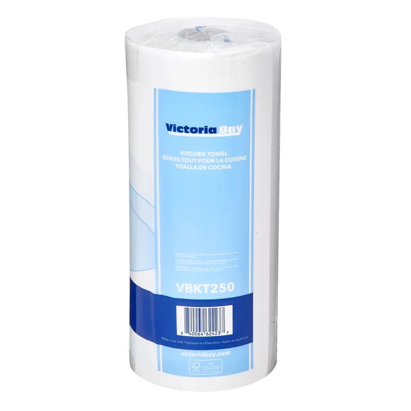 Victoria Bay Household & Kitchen Roll Paper Towel 11X8 IN 2PLY White 250 Sheets/Roll 12 Rolls/Case