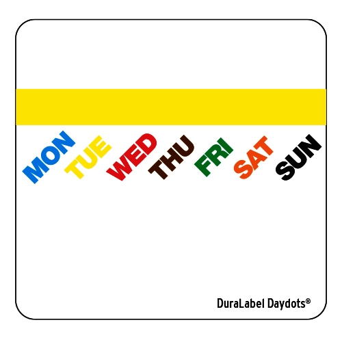 DuraLabel Days of the Week Prep N Print Label 2X2 IN Square 300 Count/Roll 20 Rolls/Case