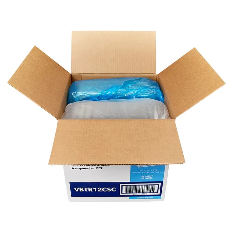 Victoria Bay Serving Tray Base & Lid Combo 12X12 IN PET Clear Square 25/Case
