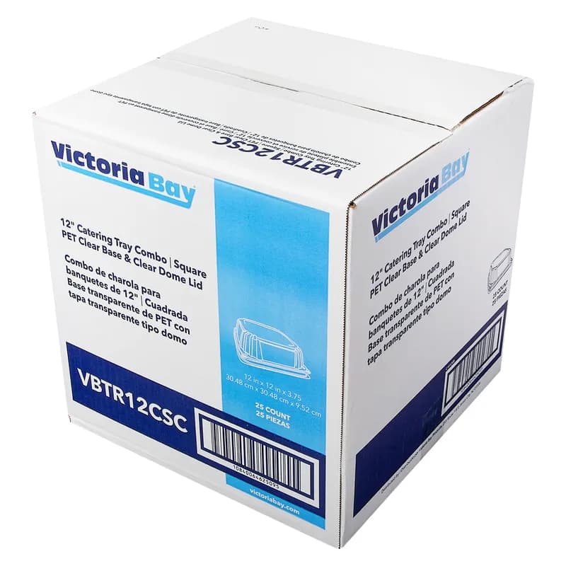 Victoria Bay Serving Tray Base & Lid Combo 12X12 IN PET Clear Square 25/Case