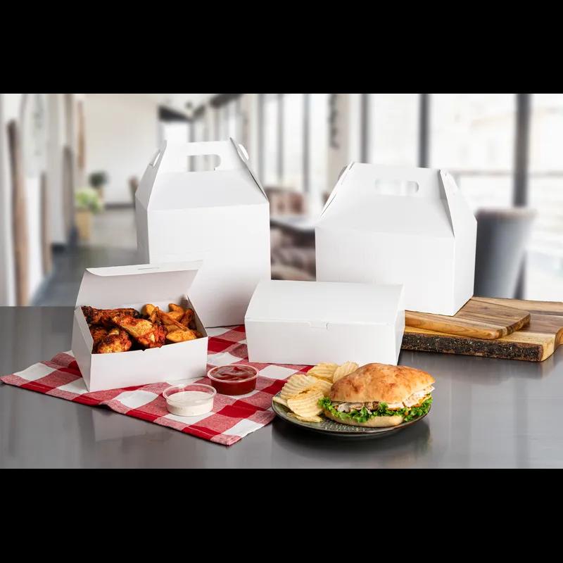 Dinner Take-Out Box Tuck-Top 9X5X3 IN SBS Paperboard White Automatic Bottom 250/Case