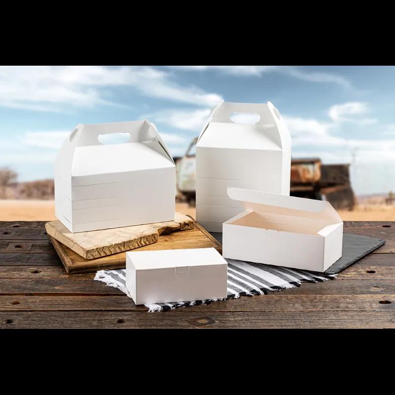 Dinner Take-Out Box Tuck-Top 9X5X3 IN SBS Paperboard White Automatic Bottom 250/Case