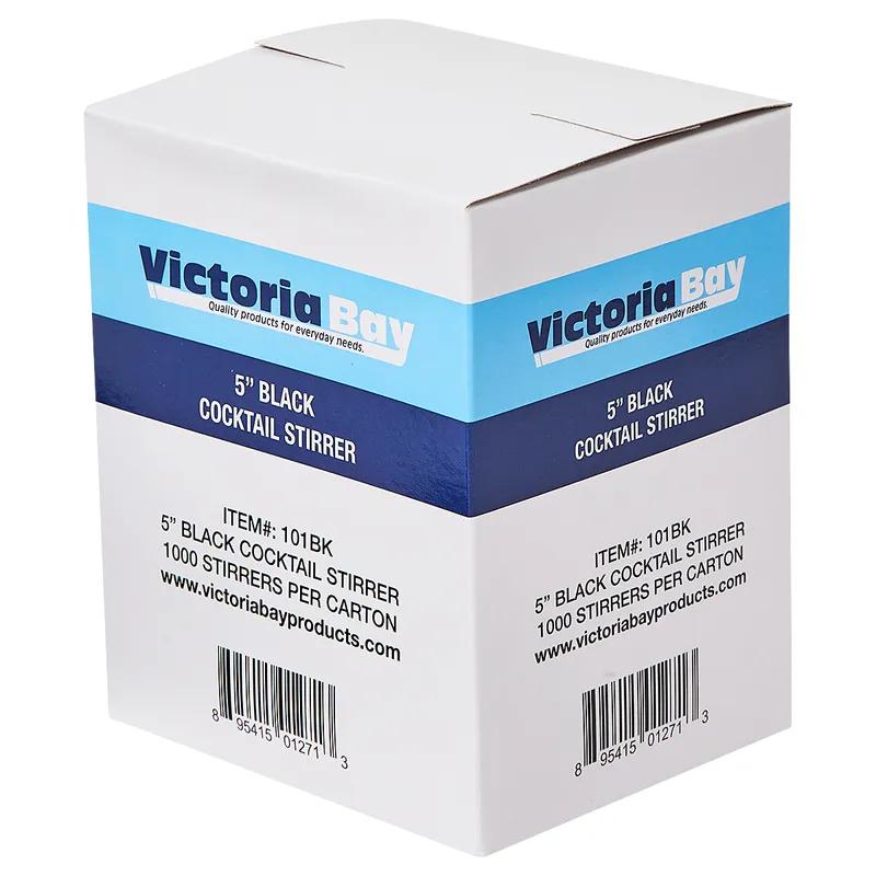 Victoria Bay Cocktail Stirrer 5 IN PP Black Unwrapped Hollow 1000 Count/Pack 10 Packs/Case 10000 Count/Case