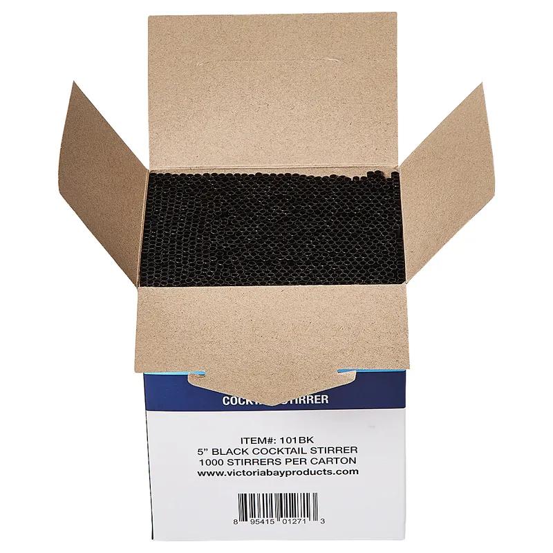 Victoria Bay Cocktail Stirrer 5 IN PP Black Unwrapped Hollow 1000 Count/Pack 10 Packs/Case 10000 Count/Case