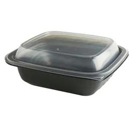 Take-Out Container Base & Lid Combo 16 OZ PP Black Clear Microwave Safe Vented Anti-Fog 200/Case