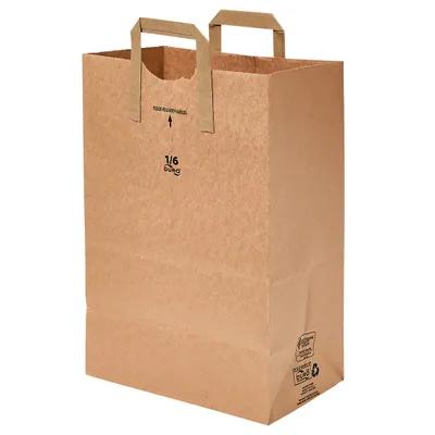 Bag 12X7X17 IN 1/6 BBL Paper 70# Kraft Gusset Flat With Handle 300/Case