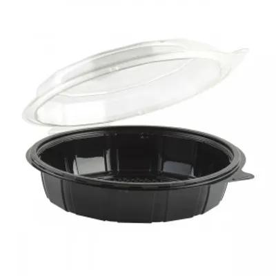 Cold Take-Out Container Hinged With Dome Lid 9X9 IN RPET Black Clear Deep 100/Case