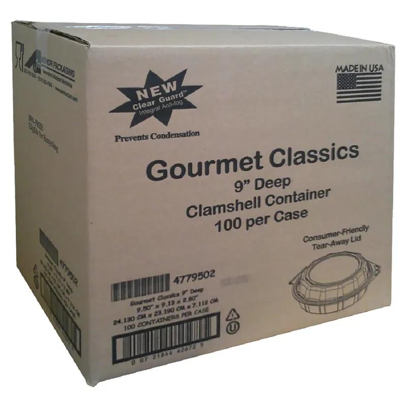 Cold Take-Out Container Hinged With Dome Lid 9X9 IN RPET Black Clear Deep 100/Case