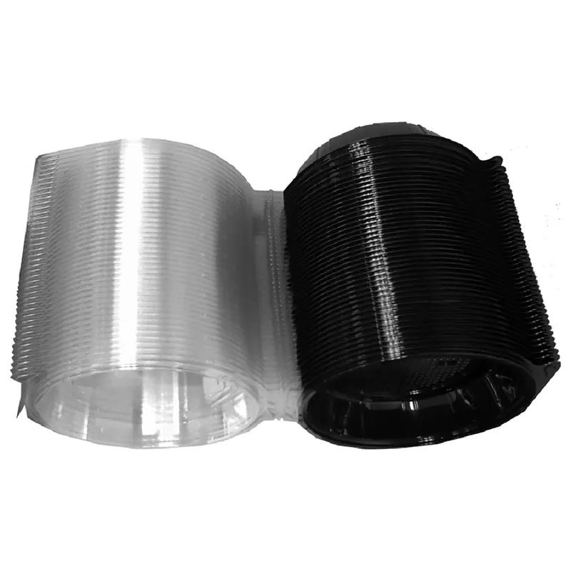 Cold Take-Out Container Hinged With Dome Lid 9X9 IN RPET Black Clear Deep 100/Case