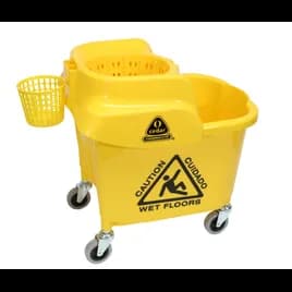 MaxiRough® Institutional Mop Bucket & Wringer 33 QT Plastic Yellow Black Funnel-Type Wringer Bottle Basket 1/Each