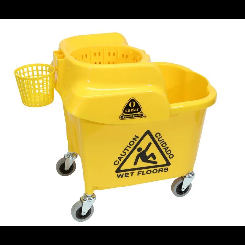 MaxiRough® Institutional Mop Bucket & Wringer 33 QT Plastic Yellow Black Funnel-Type Wringer Bottle Basket 1/Each
