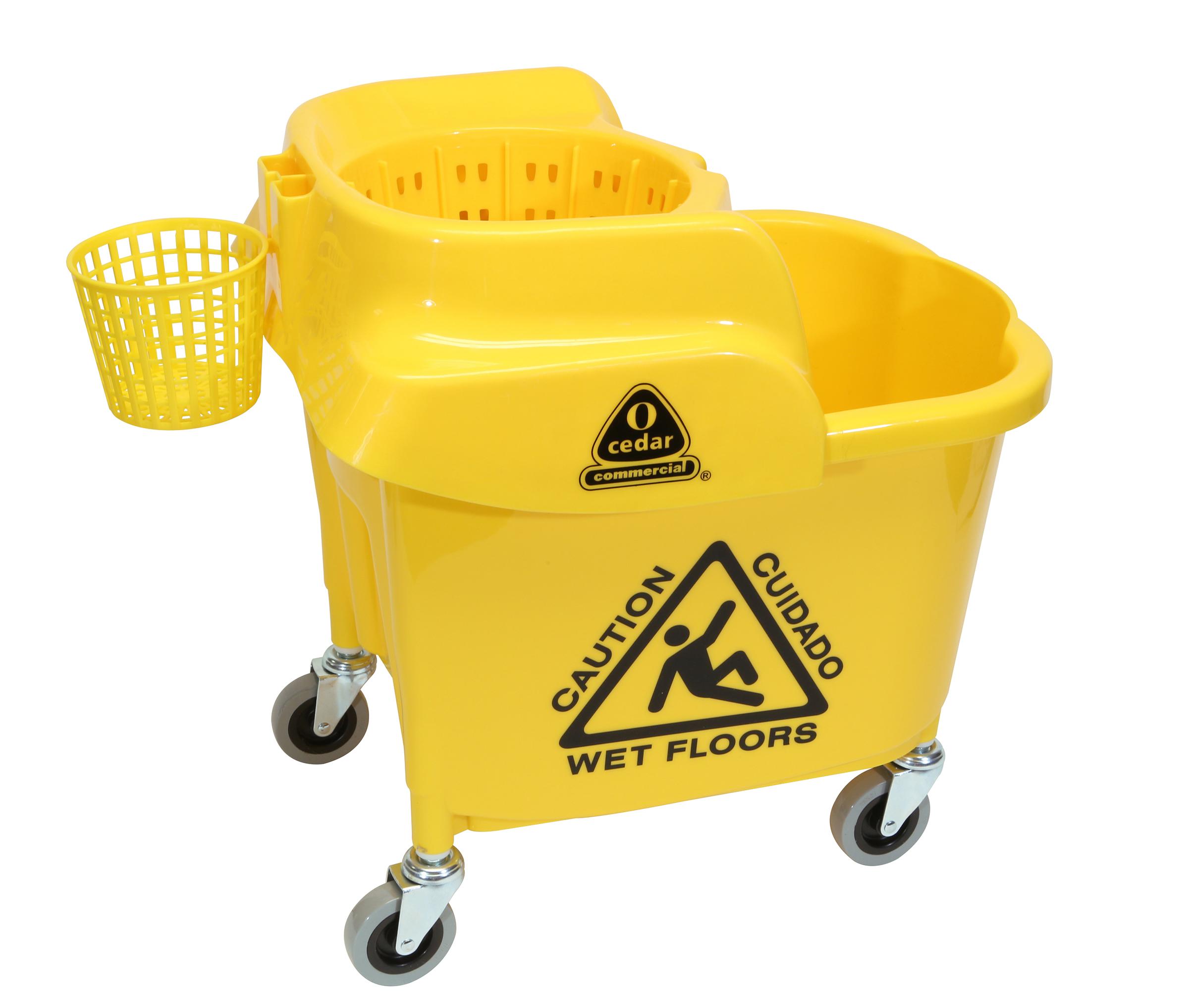 MaxiRough® Institutional Mop Bucket & Wringer 33 QT Plastic Yellow Black Funnel-Type Wringer Bottle Basket 1/Each