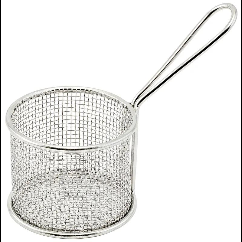 Fry Basket Mini 3.75X6.625 IN Round 18/8 Stainless Steel Dishwasher Safe 1/Each