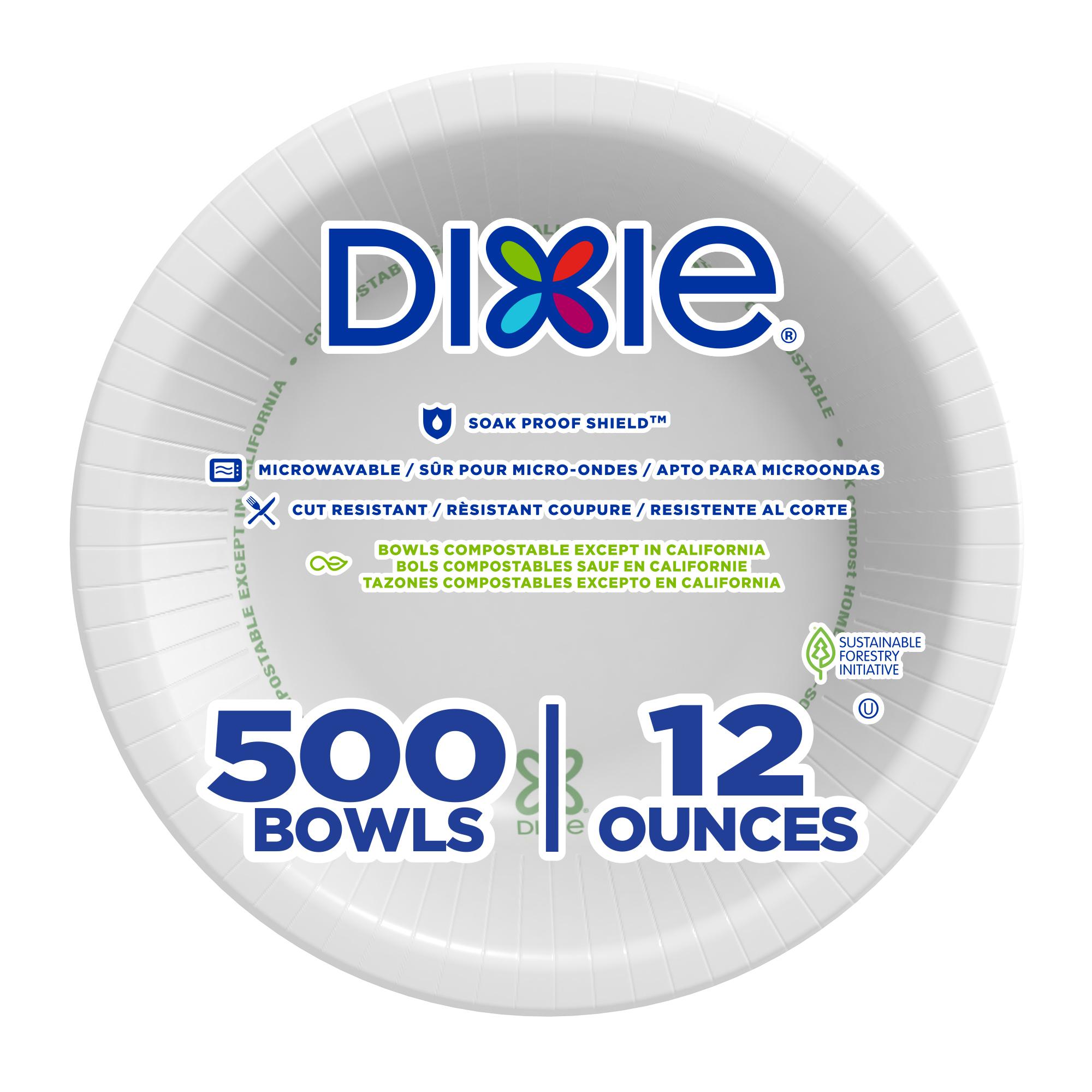 Dixie® Bowl 12 OZ Paper White Medium Weight 125 Count/Pack 4 Packs/Case 500 Count/Case