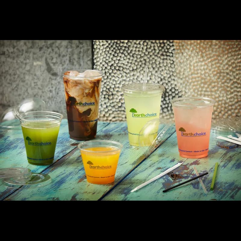 EarthChoice® Lid Flat 3.8X0.3 IN RPET Clear For 12-14 OZ Cold A Size Cup With Hole 1020/Case