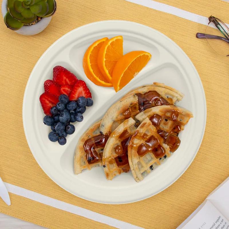 Dart® Plate 10.2X0.98 IN 3 Compartment Fiber White Round 125 Count/Bag 4 Bags/Case 500 Count/Case