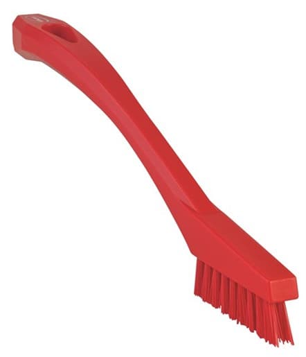 Vikan® Detail Brush 8.1X0.8X1.2 IN PP Polyester Stainless Steel Red Stiff Bristles 1/Each