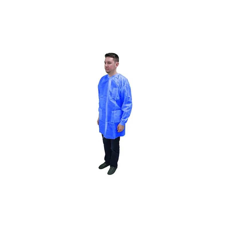 ProMax® II Lab Coat Large (LG) Blue 3-layer (SMS) Snap Front 3 Pockets Knit Wrist 30/Case