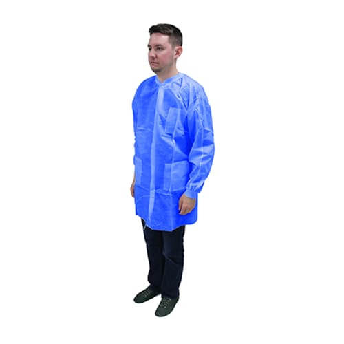 ProMax® II Lab Coat Large (LG) Blue 3-layer (SMS) Snap Front 3 Pockets Knit Wrist 30/Case