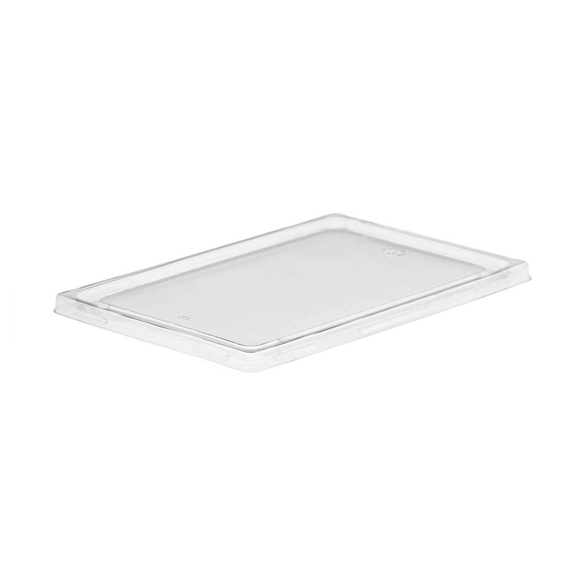 The BOTTLEBOX ® Lid Flat 8.1X5.4X0.3 IN RPET Clear Rectangle For 15 OZ Container 200/Case