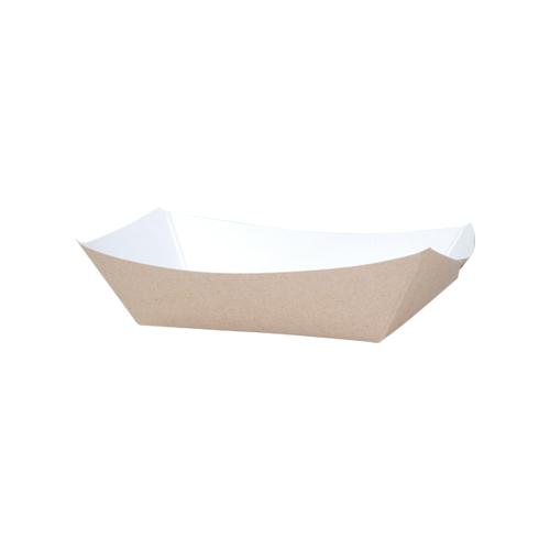 Food Tray 1 LB Clay-Coated Paperboard Kraft White Rectangle 1000/Case