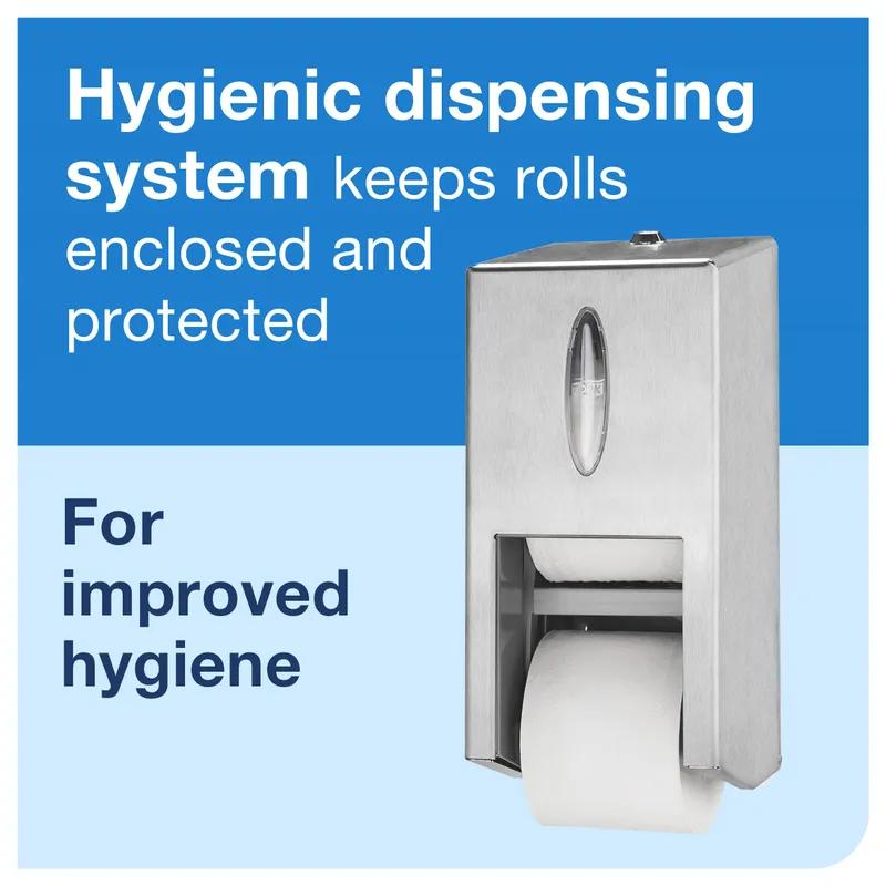 Tork T7 Toilet Paper Dispenser 5.63X5.866X12.795 IN Metal Stainless 2-Roll Coreless Vertical 1/Each