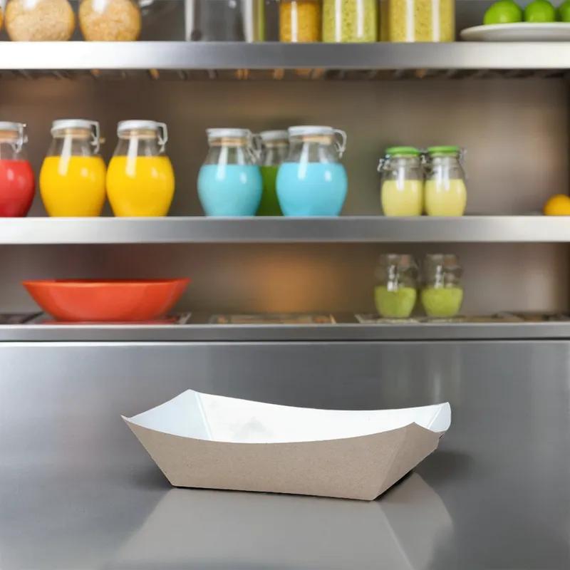 Food Tray 3 LB Clay-Coated Kraft Board Kraft Rectangle 500/Case