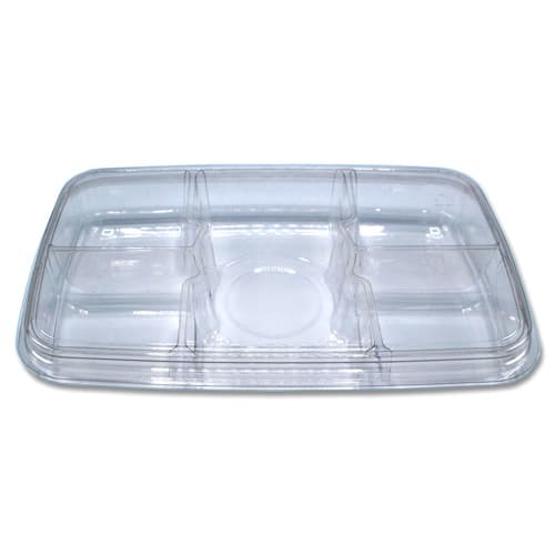 Serving Tray Base & Lid Combo 11X7 IN 6 Compartment PET Upside Down 100/Case