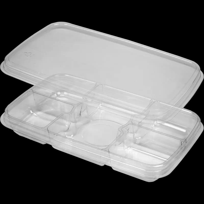 Serving Tray Base & Lid Combo 11X7 IN 6 Compartment PET Upside Down 100/Case