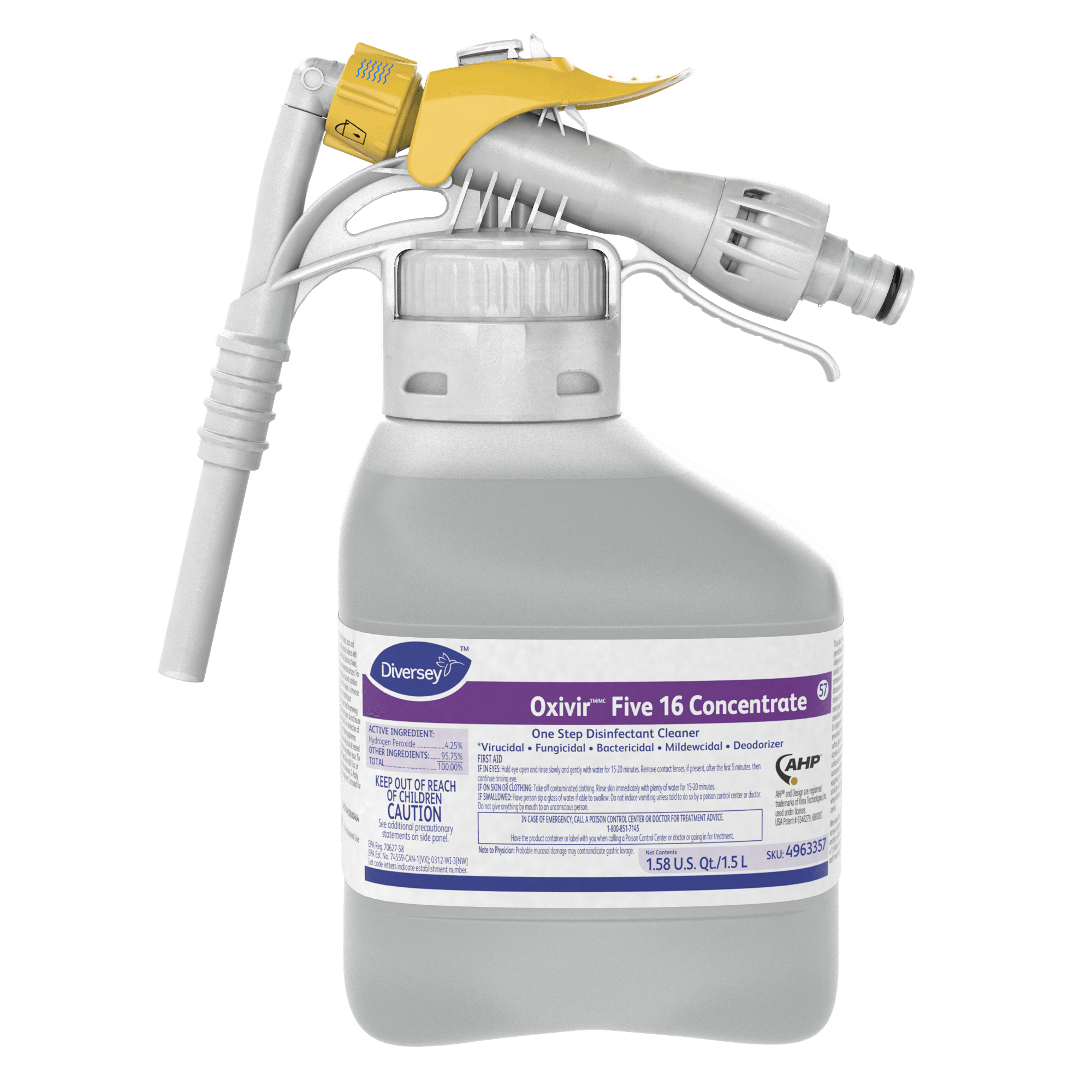 Oxivir® Five 16 One-Step Disinfectant 1.5 L Multi Surface Liquid RTD Accelerated Hydrogen Peroxide (AHP®) 2/Case