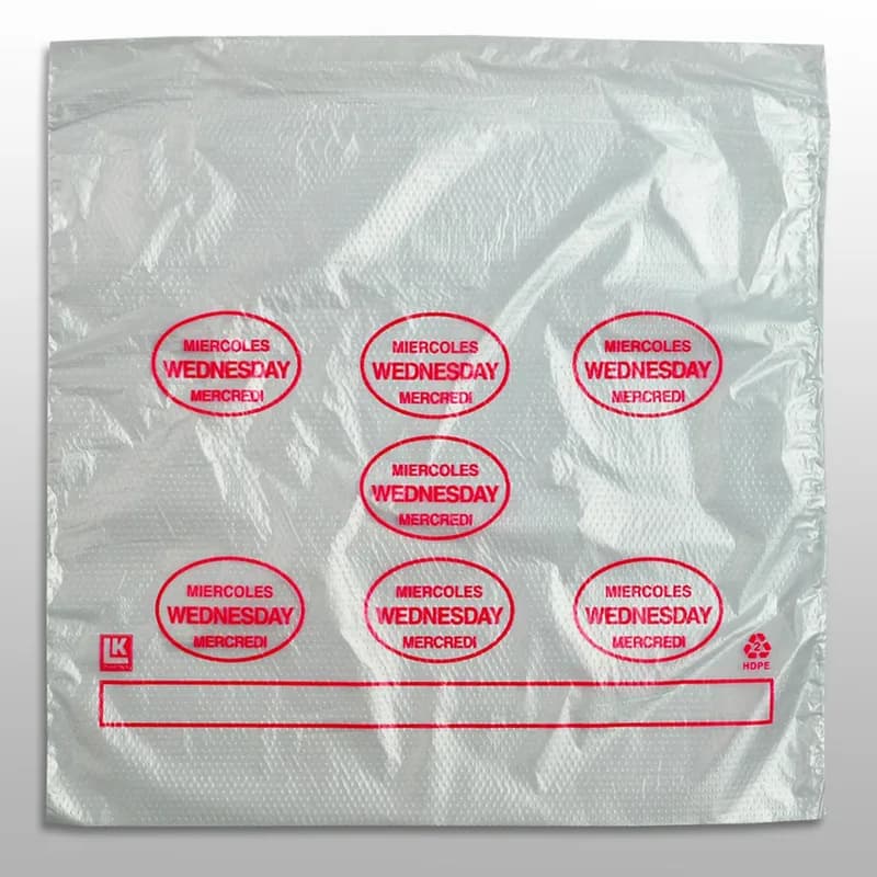 Bag 10X8.5+2 IN HDPE0.5MIL Clear Red Wednesday With Lip & Flip Closure Portion Bag Saddlepack Flat 2000/Case