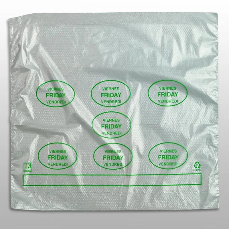 Bag 10X8.5+2 IN HDPE0.5MIL Clear Green Friday With Lip & Flip Closure Portion Bag Saddlepack Flat 2000/Case