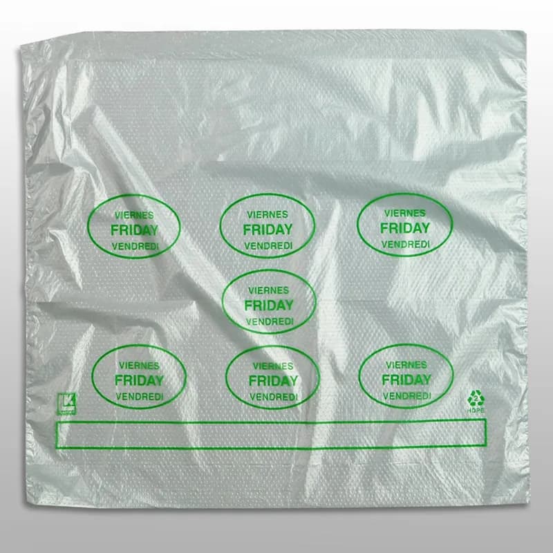 Bag 10X8.5+2 IN HDPE0.5MIL Clear Green Friday With Lip & Flip Closure Portion Bag Saddlepack Flat 2000/Case