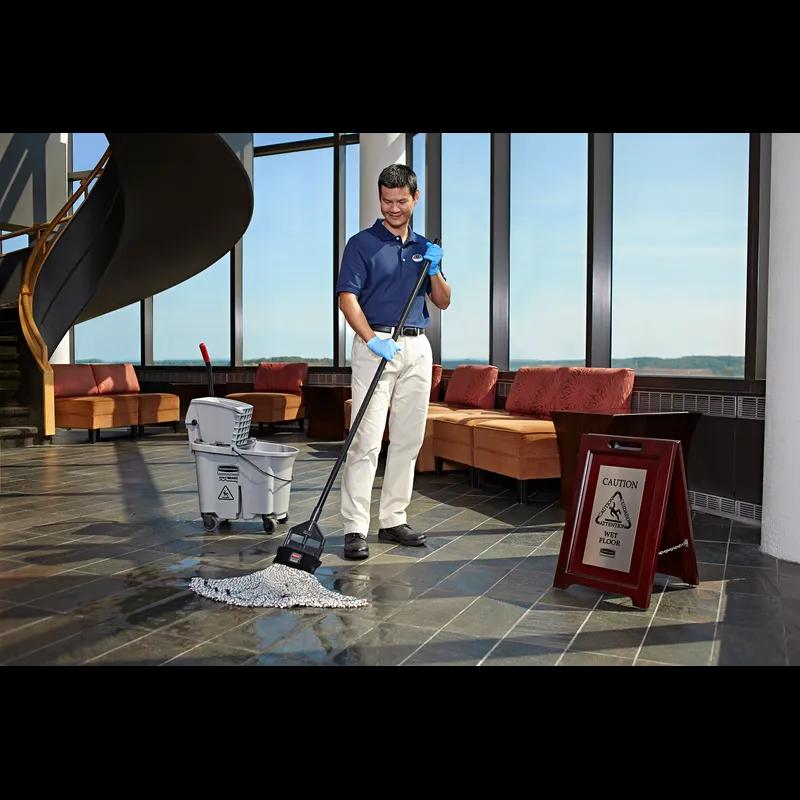 Caution Sign Dark Brown Silver Wood Stainless Steel Multilingual 2-Sided 1/Each